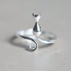 Silver Cat Ring Adjustable